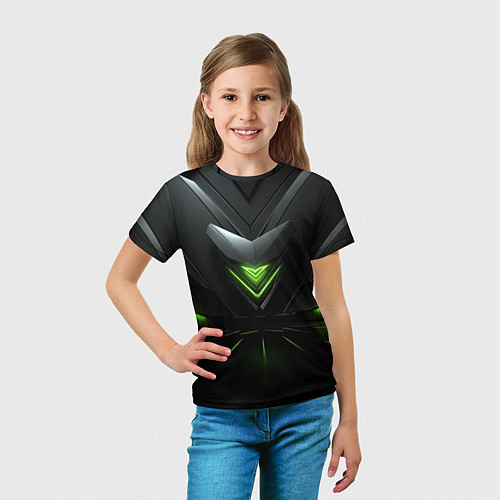 Детская футболка Яркая зеленая абстрактная конструкция в стиле nvid / 3D-принт – фото 5