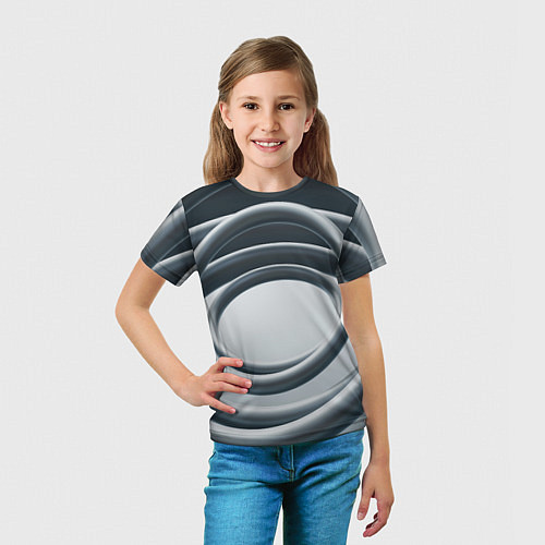 Детская футболка Серые кольца / 3D-принт – фото 5