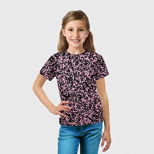 Детская футболка Чёрно-розовый пятнистый / 3D-принт – фото 5