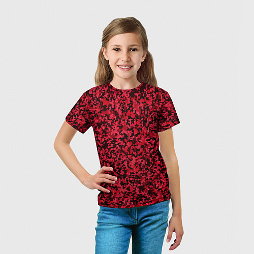 Детская футболка Тёмно-красный паттерн пятнистый / 3D-принт – фото 5
