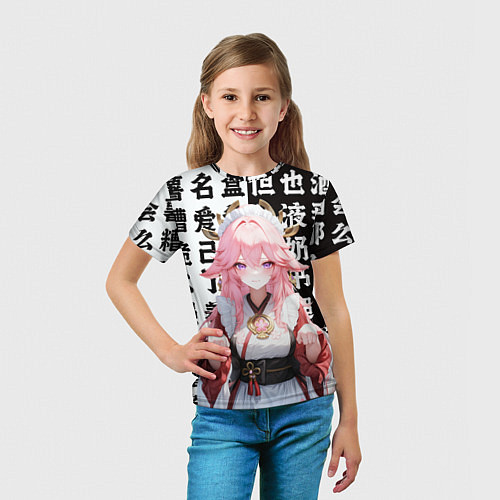 Детская футболка Горничная Яэ Мико - Геншин Импакт / 3D-принт – фото 5