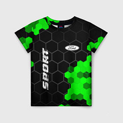 Футболка детская Ford green sport hexagon, цвет: 3D-принт