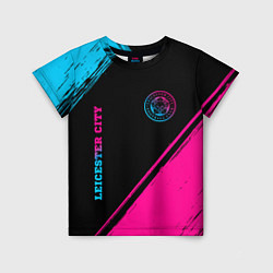 Футболка детская Leicester City - neon gradient вертикально, цвет: 3D-принт