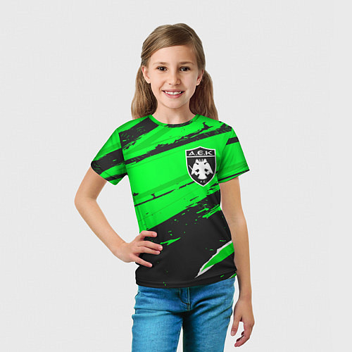 Детская футболка AEK Athens sport green / 3D-принт – фото 5