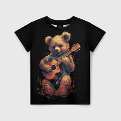 Футболка детская Большой плюшевый медведь играет на гитаре, цвет: 3D-принт