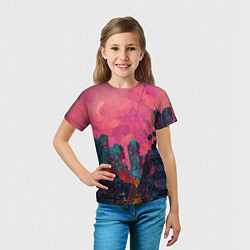 Футболка детская Абстрактный город в неоновых цветах, цвет: 3D-принт — фото 2