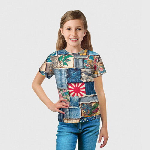 Детская футболка Японское художество пэчворк / 3D-принт – фото 5