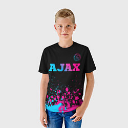 Футболка детская Ajax - neon gradient посередине, цвет: 3D-принт — фото 2