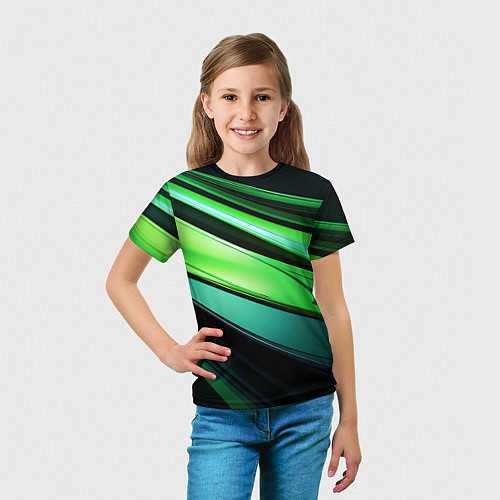 Детская футболка Абстрактные геометрические плавные линии минимализ / 3D-принт – фото 5