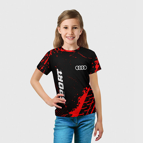 Детская футболка Audi red sport tires / 3D-принт – фото 5
