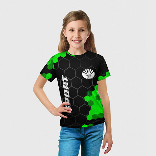 Детская футболка Daewoo green sport hexagon / 3D-принт – фото 5
