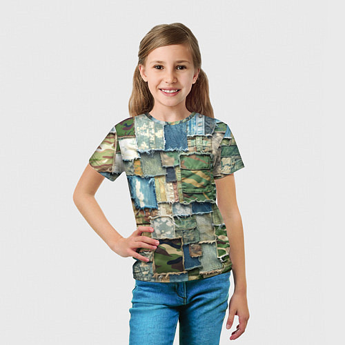 Детская футболка Джинсы с камуфляжем пэчворк / 3D-принт – фото 5