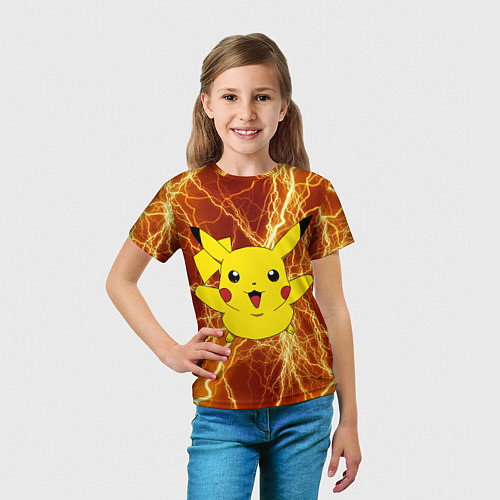 Детская футболка Pikachu yellow lightning / 3D-принт – фото 5