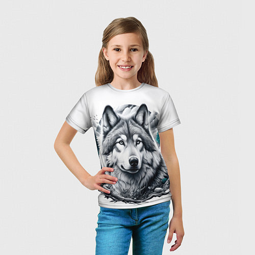 Детская футболка Волк и природа / 3D-принт – фото 5
