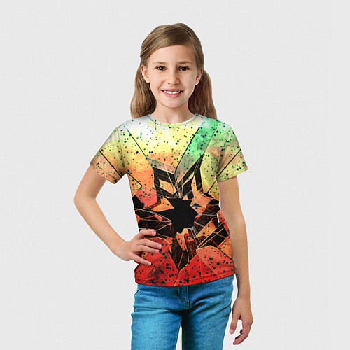 Детская футболка Кислотное разбитое стекло / 3D-принт – фото 5