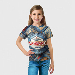 Футболка детская Vanguard denim patchwork - ai art, цвет: 3D-принт — фото 2