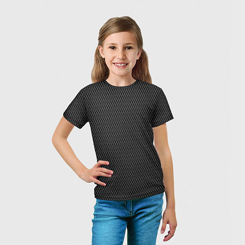 Детская футболка Тёмно-серый паттерн сетка / 3D-принт – фото 5