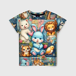 Футболка детская Funny hare and his friends - patchwork, цвет: 3D-принт