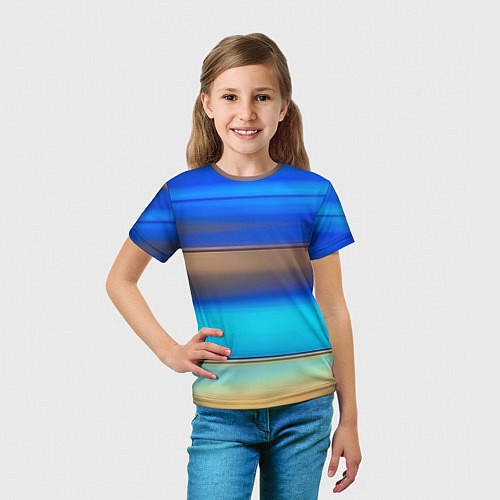 Детская футболка Голубые и коричневые полосы / 3D-принт – фото 5