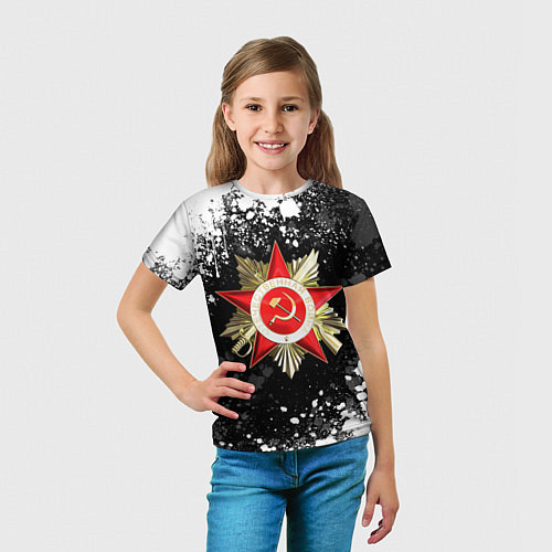 Детская футболка Орден великой отечественной - брызги белые / 3D-принт – фото 5