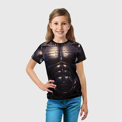 Детская футболка Экзоскелет робота киборга с накаченным торсом / 3D-принт – фото 5