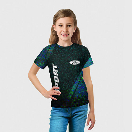 Детская футболка Ford sport glitch blue / 3D-принт – фото 5