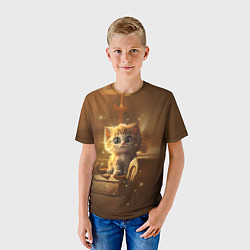 Футболка детская Теплый котик, цвет: 3D-принт — фото 2