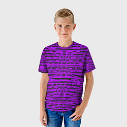 Футболка детская Чёрные полосы на фиолетовом фоне, цвет: 3D-принт — фото 2