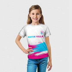 Футболка детская Aston Villa neon gradient style посередине, цвет: 3D-принт — фото 2