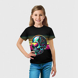 Футболка детская Cyber skull - ai art fantasy, цвет: 3D-принт — фото 2
