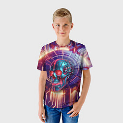 Футболка детская Cyber art skull - steel metal, цвет: 3D-принт — фото 2