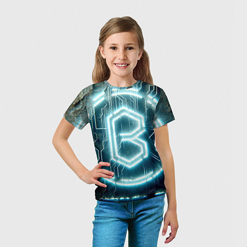Детская футболка Неоновая вывеска - свечение / 3D-принт – фото 5