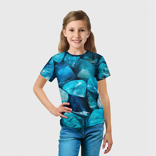 Детская футболка Аквамарин камни минералы крупный план / 3D-принт – фото 5