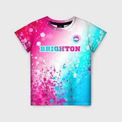 Футболка детская Brighton neon gradient style посередине, цвет: 3D-принт