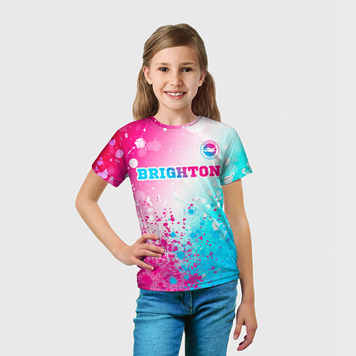 Детская футболка Brighton neon gradient style посередине / 3D-принт – фото 5