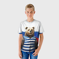 Футболка детская Медведь и флаг России, цвет: 3D-принт — фото 2