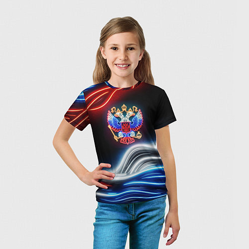 Детская футболка Неоновые флаг и греб / 3D-принт – фото 5
