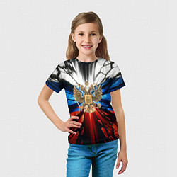 Футболка детская Герб России триколор, цвет: 3D-принт — фото 2