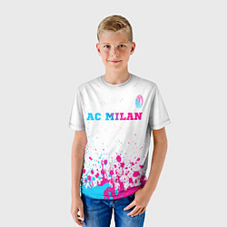 Футболка детская AC Milan neon gradient style посередине, цвет: 3D-принт — фото 2