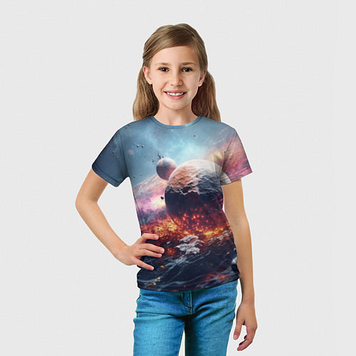 Детская футболка Космическое столкновение планет / 3D-принт – фото 5