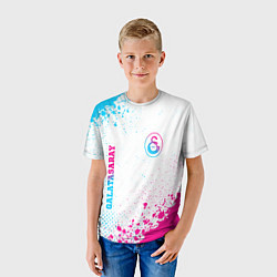 Футболка детская Galatasaray neon gradient style вертикально, цвет: 3D-принт — фото 2