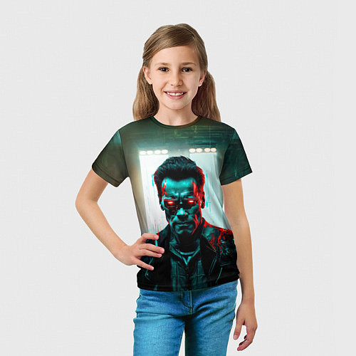 Детская футболка Киберпанк портрет терминатора / 3D-принт – фото 5
