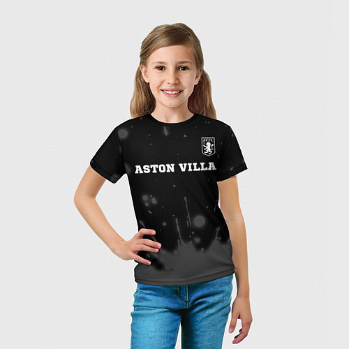 Детская футболка Aston Villa sport на темном фоне посередине / 3D-принт – фото 5