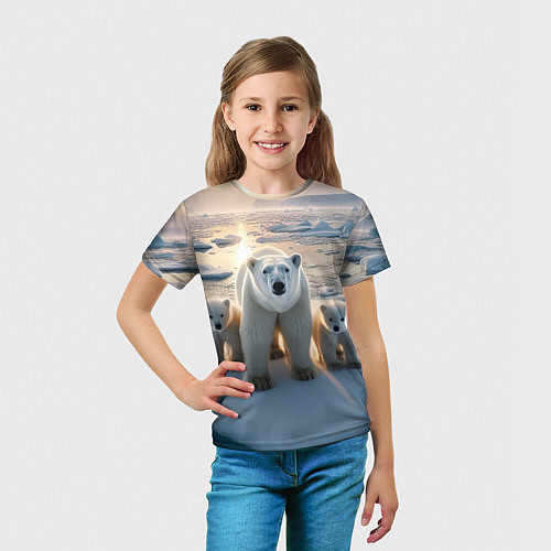 Детская футболка Polar bear with her cubs - ai art / 3D-принт – фото 5