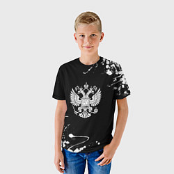 Футболка детская Россия герб краски брызги, цвет: 3D-принт — фото 2