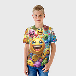 Футболка детская Смайлы позитив, цвет: 3D-принт — фото 2