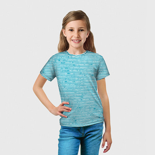 Детская футболка Бело-голубой полосы / 3D-принт – фото 5