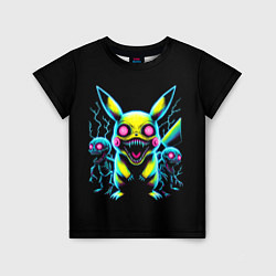 Футболка детская Pikachu and skeletons - neon glow ai art, цвет: 3D-принт