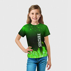 Футболка детская Logo Hades green hell fire, цвет: 3D-принт — фото 2
