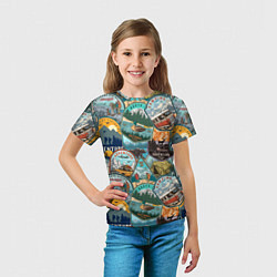 Футболка детская Adventure stickers, цвет: 3D-принт — фото 2
